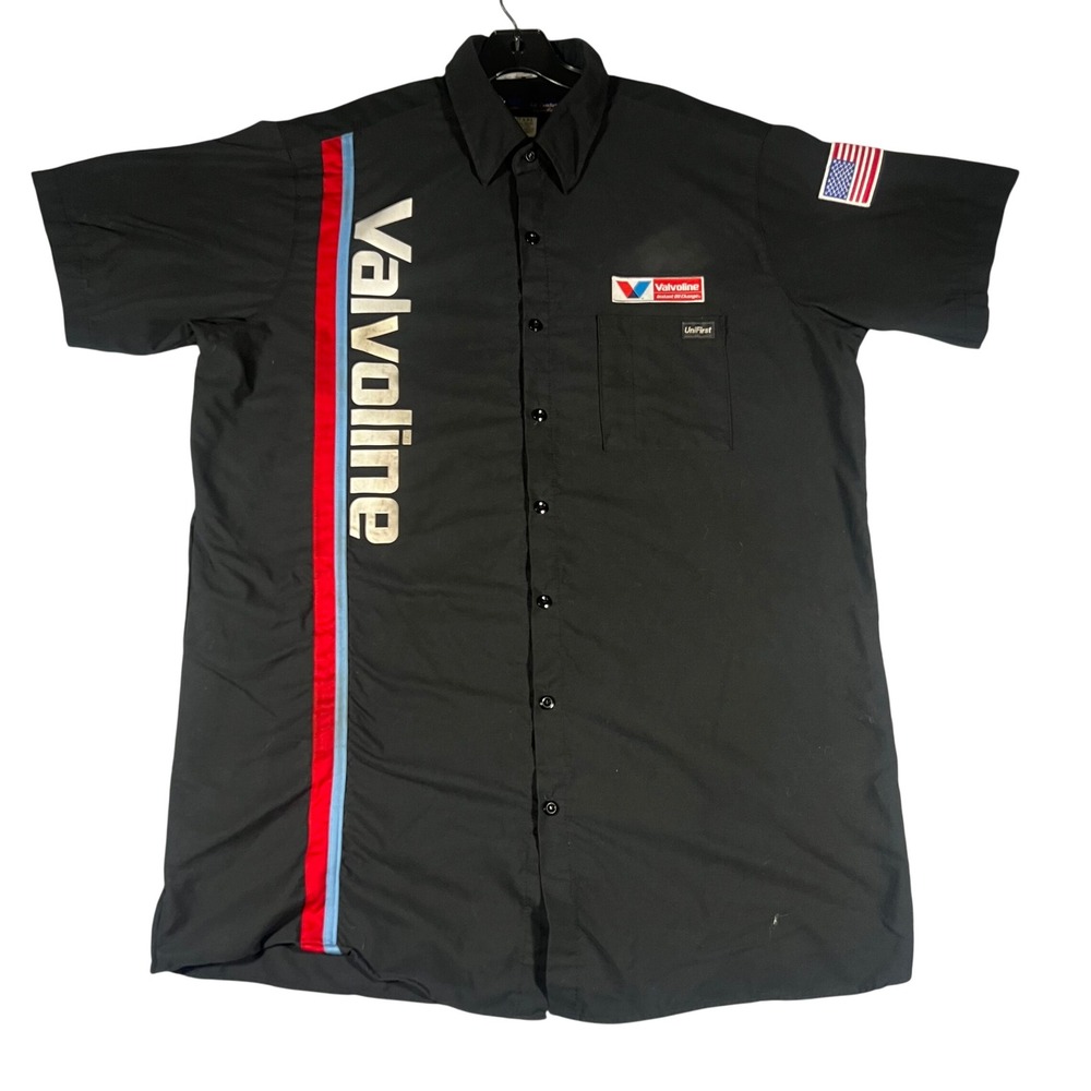 Valvoline UniFirst Mechanic Shirt Black Short Sleeve Button Up 17.5-R4 Racing
